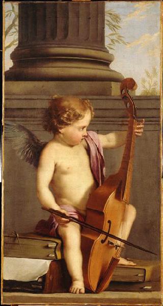 Putto jouant de la viole de gambe ; Amour jouant du violon (ancien titre)_0