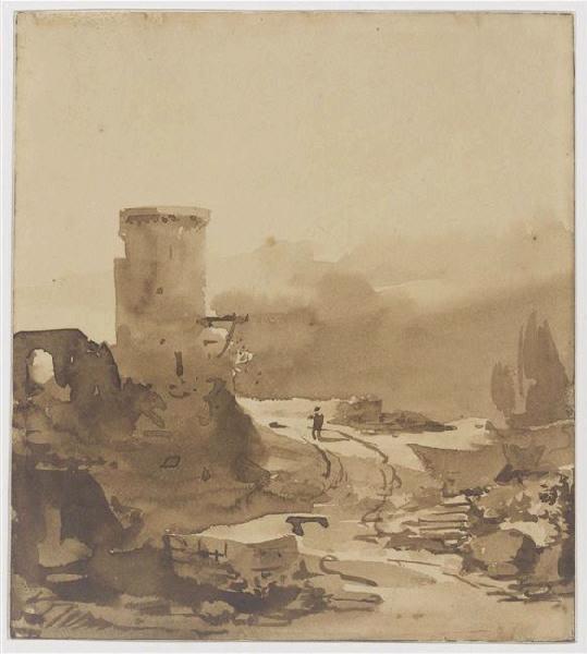 Le Vieux château-fort, Camille Joseph Etienne Roqueplan, 2e quart 19e siècle