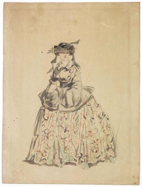 Jeune dame en crinoline, François Claudius Compte-Calix, 3e quart 19e siècle