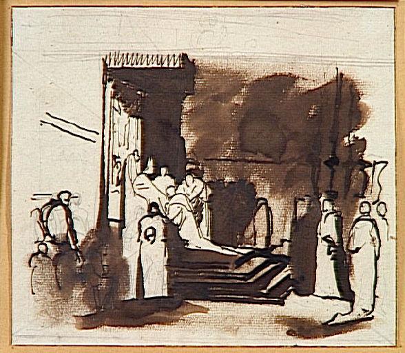 Evêque donnant audience à des moines, François Marius Granet, 1ère moitié 18e siècle