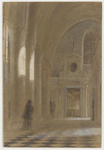 Intérieur d'église, Jean-Baptiste Isabey, 1ère moitié 19e siècle