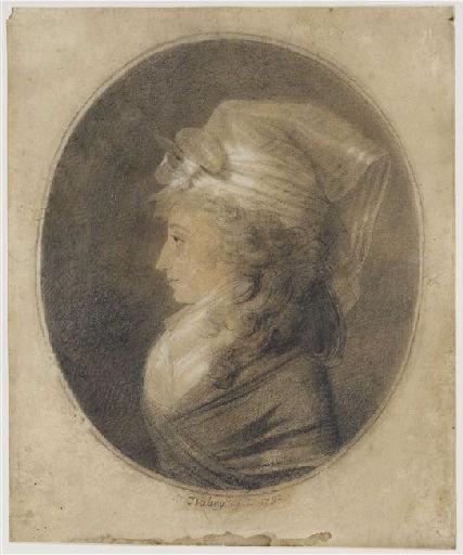 Portrait de jeune femme en grand bonnet, Jean-Baptiste Isabey, 1792