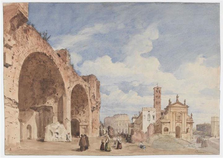 Le Forum vu de l'église Santa Francesca Romana, Jules-Romain Joyant, 2e quart 19e siècle