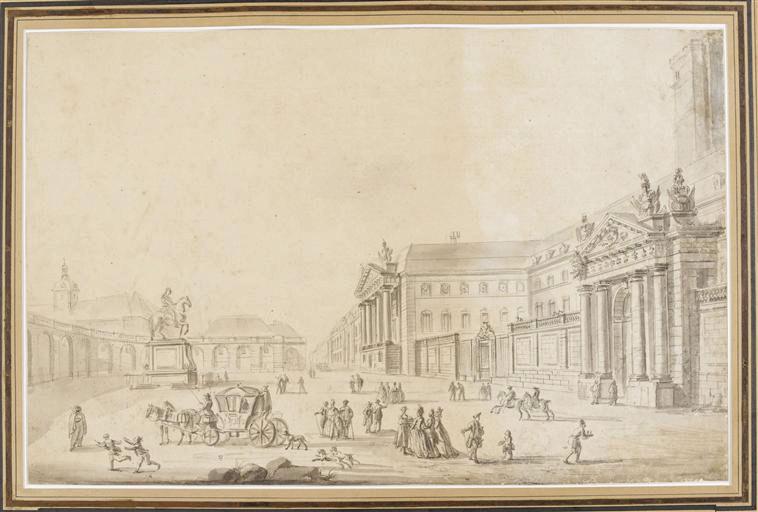 Le Palais des Etats et la statue de Louis-le-Grand, à Dijon, Jean-Baptiste Lallemand, 1780 vers