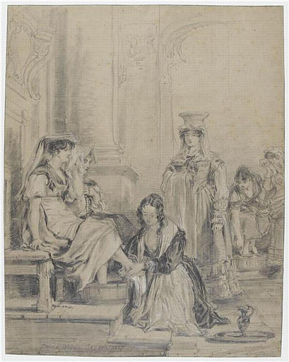Le Jeudi Saint à Gênes, ou la princesse Doria lavant les pieds des pélerins, Sir David Wilkie, 1ère moitié 19e siècle