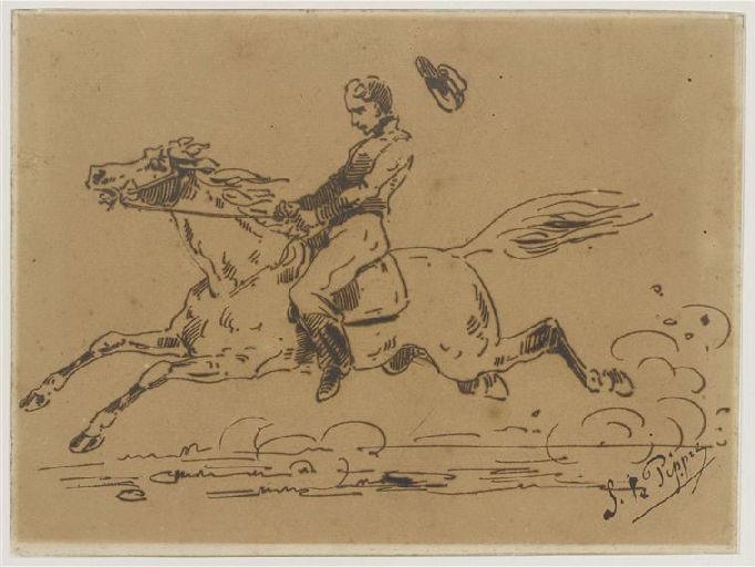 Jeune cavalier sur cheval emballé_0