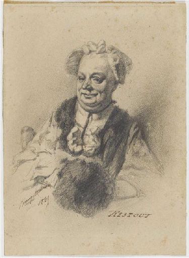 Portrait de femme en costume du XVIIIe siècle, Henry Bonaventure Monnier, 1869