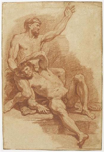 Double académie ; Ancien titre : Les Lutteurs, Jean-Baptiste Jouvenet, 4e quart 17e siècle