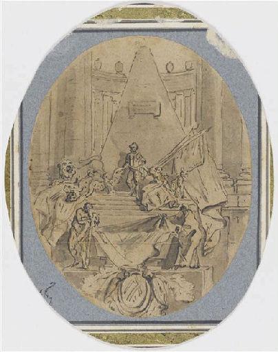 Première pensée du monument funèbre de Maurice de Saxe, à Strasbourg, Jean-Baptiste Pigalle, 3e quart 18e siècle
