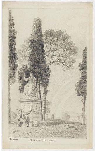 Vue des jardins de la villa Negroni à Rome, Anne Claude Thienon, 1er quart 19e siècle
