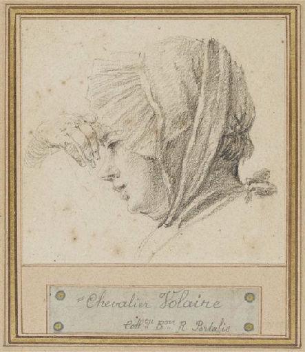 Tête de jeune femme en bonnet et étude de main, Пьер Жак Волер