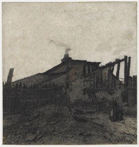 Masures de chiffonniers au crépuscule, Antoine Vollon, 2e moitié 19e siècle