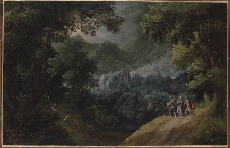 Paysage avec le Christ et les disciples d'Emmaüs ; Paysage montagneux (ancien titre), Tobias Verhaecht, 1610-1620