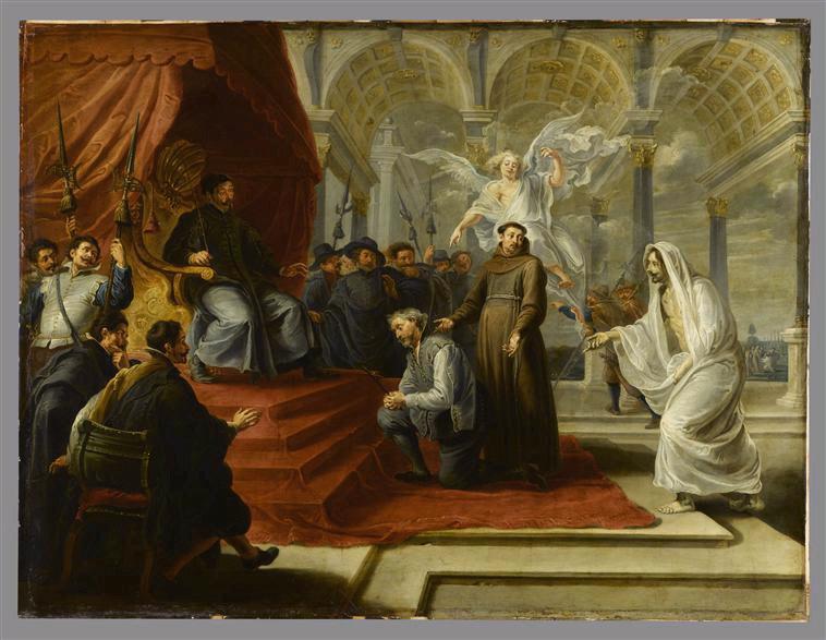 Bilocation de saint Antoine de Padoue ; Saint Antoine de Padoue sortant du tombeau pour disculper son père accusé d'assassinat ((ancien titre)), Willem Van le Vieux Herp, 1660-1670