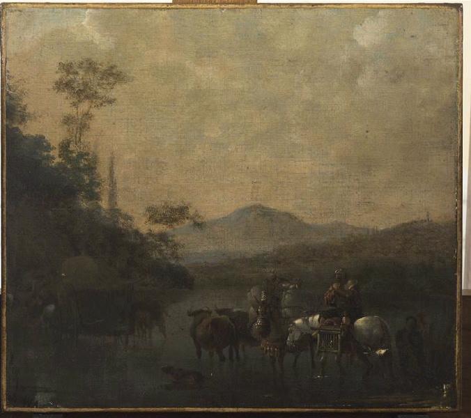 Passage du gué au crépuscule, Karel Dujardin, 17e siècle