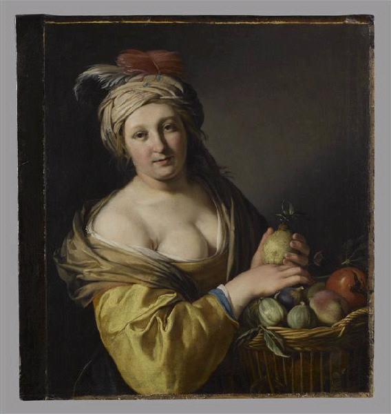 Femme tenant une corbeille de fruits ; La Marchande de fruits ((ancien titre)), Hendrick Bloemaert, 1630-1640