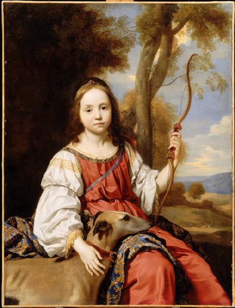 Portrait d'une fillette en Diane chasseresse, Abraham Van den Tempel, 1650-1660