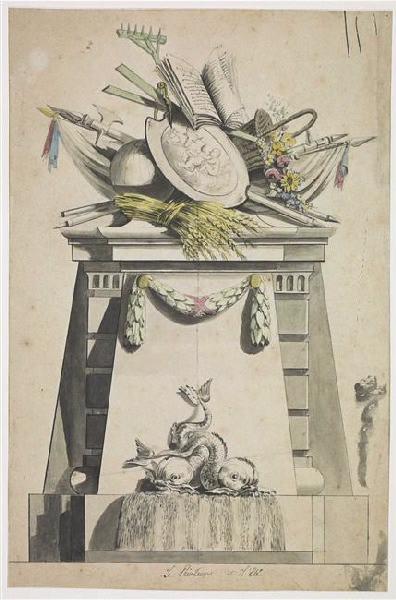 Projet de fontaine, Gilles Lambert Godecharle, 4e quart 18e siècle, 1ère moitié 19e siècle