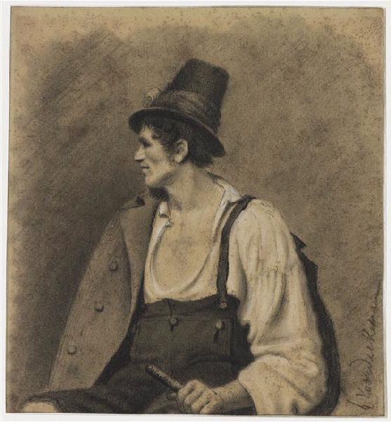 Paysan de la campagne romaine, Henri Voordecker, 19e siècle