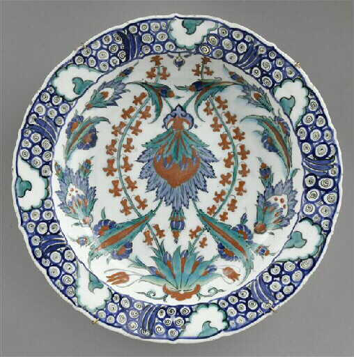 Grand plat à marli bleu_0