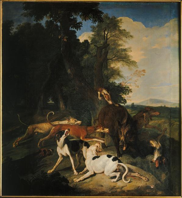 Sanglier faisant tête au chien (sic), François Desportes, 1702