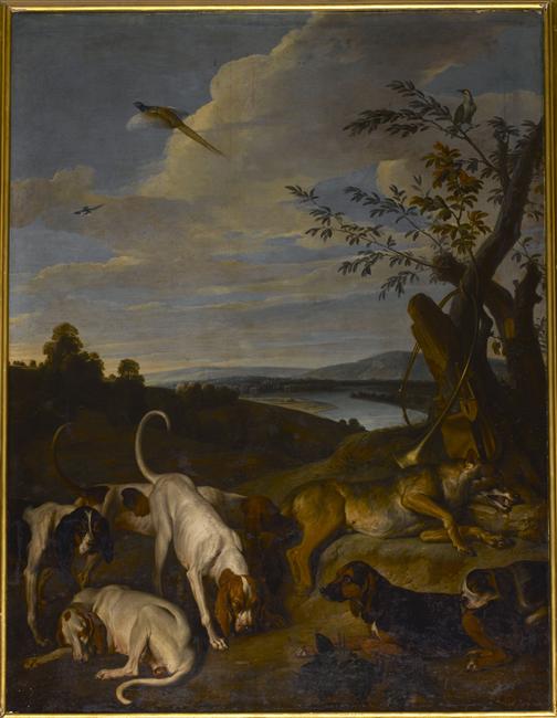 Des chiens gardant un loup mort, François Desportes, 1702