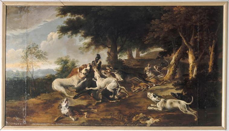 Sanglier faisant tête aux chiens, François Desportes, 1ère moitié 18e siècle