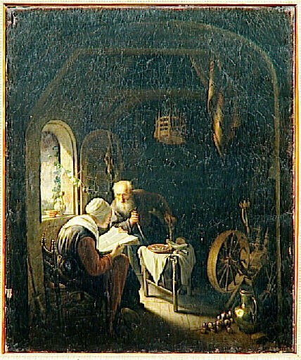 Intérieur d'un ménage rustique ; La lecture de la Bible (ancien titre)_0