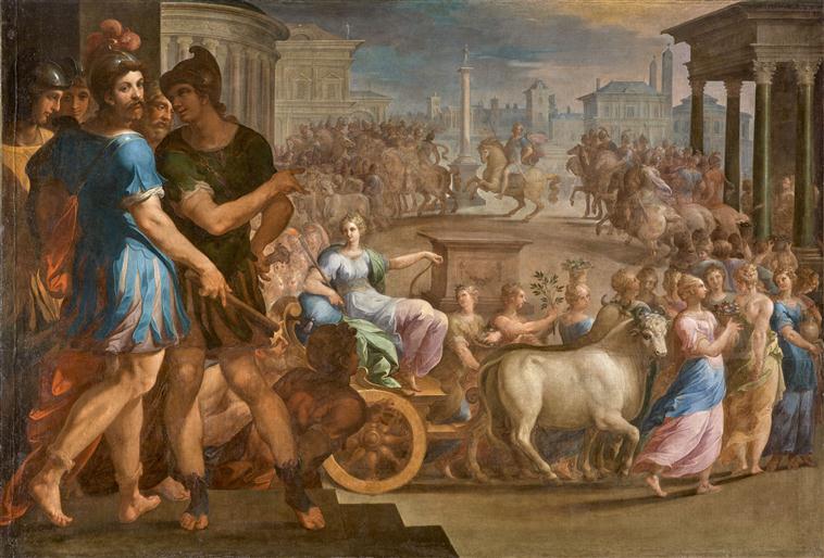 Le cortège des Thessaliens et de Chariclée lors du sacrifice ; Triomphe de Diane_0
