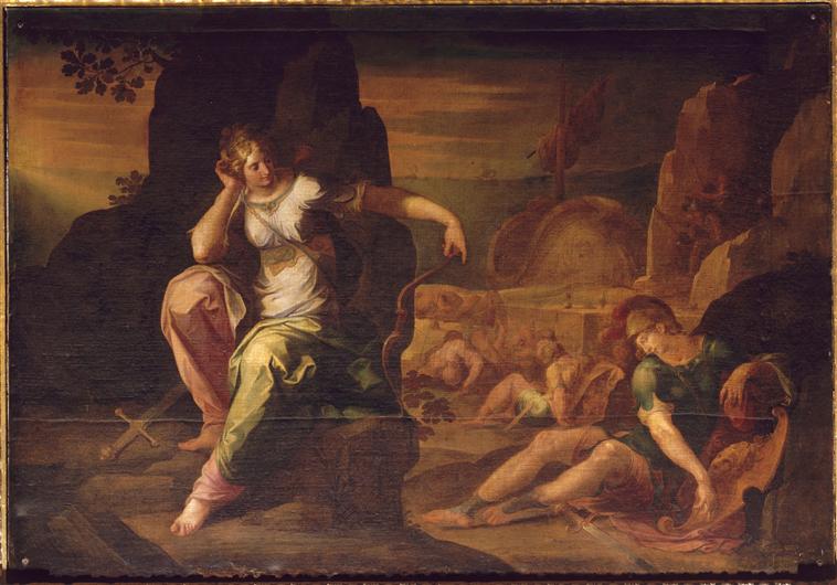 Chariclée et Théagène blessé sont épiés par des voleurs_0