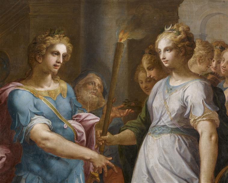 Théagène reçoit le flambeau des mains de Chariclée ; Diane remettant un flambeau à un guerrier (ancien titre)_1