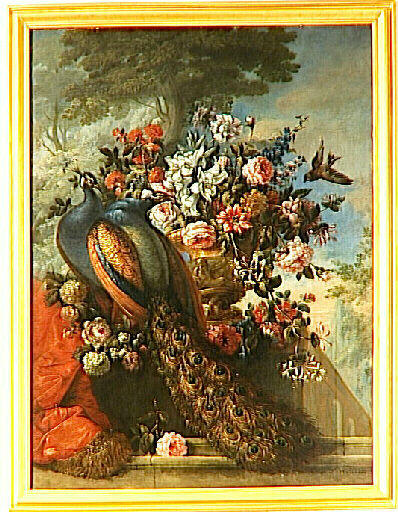 Des fleurs et deux paons, Pierre Nicolas Huilliot, 1ère moitié 18e siècle