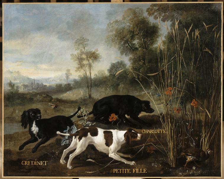 Gredinet, Petite fille et Charlotte, trois épagneuls de Louis XV_0