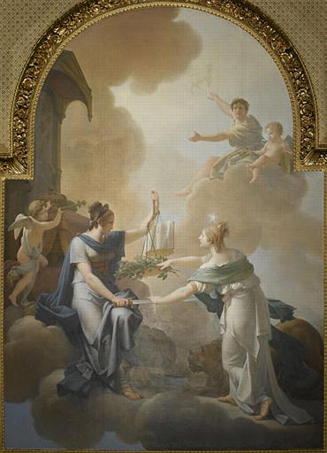 LA JUSTICE ARRETEE DANS SON COURS PAR LA CLEMENCE, Jean-Baptiste Regnault, 1819,?