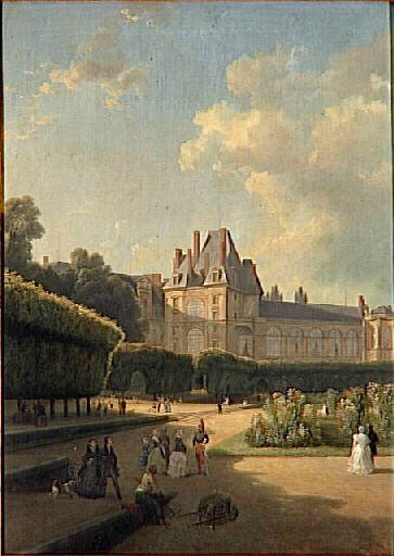 Vue du Pavillon de la Porte Dorée et de la Galerie d'Henri II prise du parterre au château de Fontainebleau, Jean Charles Joseph Remond, 1853