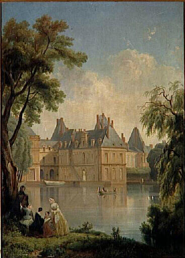 Vue de la cour de la Fontaine prise du jardin anglais au château de Fontainebleau, Jean Charles Joseph Remond, 1853