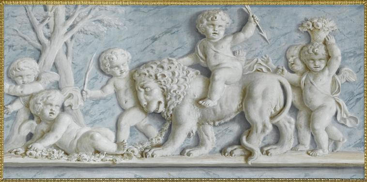 AMOURS ET ATTRIBUTS (UN LION AU CENTRE), Pieter Joseph Sauvage, 1786 vers