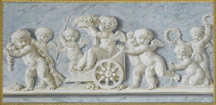 AMOURS ET ATTRIBUTS (AVEC DES ROSES ET UN CHAR), Pieter Joseph Sauvage, 4e quart 18e siècle
