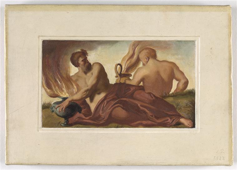 Deux hommes près d'un feu (L'Hiver ?)_0
