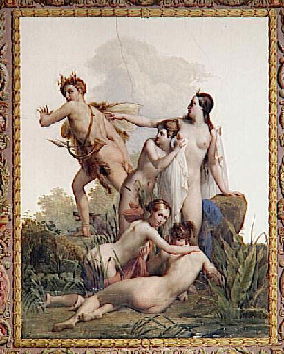 Diane au bain, surprise par Actéon, le change en cerf_1