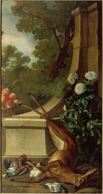 Chevreuil, gibier et fruits, François Desportes, 1ère moitié 18e siècle