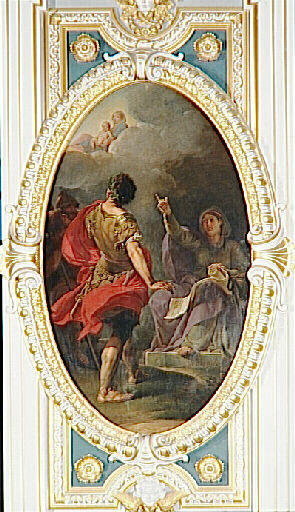 La Sibylle de Cumes prédit à Auguste la naissance de Jésus-Christ et lui montre une Vierge et un enfant dans le ciel, Jean Hugues Taraval, 1781
