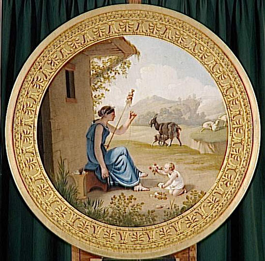 Médaillon du Salon Doré de Malmaison : Myrtale élevant Daphnis (?)_0