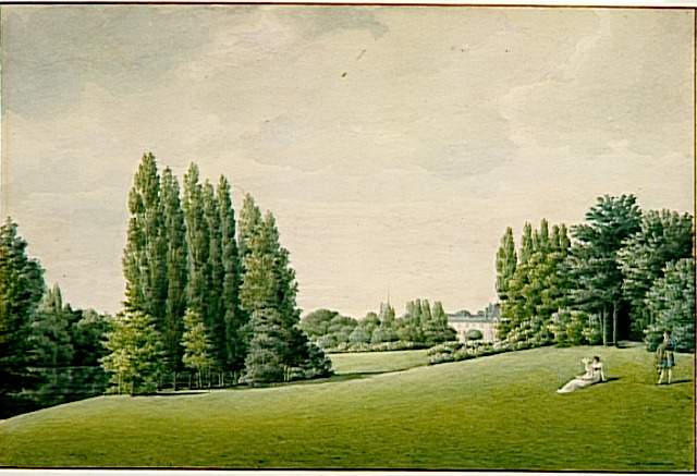 Malmaison. Vue du château, prise près du pont de pierre, sur le lac_0