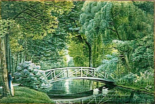 Malmaison. Vue du pont de bois sur la rivière à la gauche du château_0