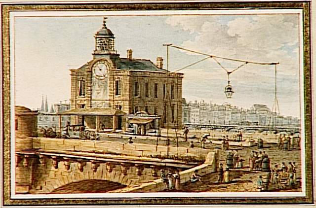 Vue du château d'eau et pompe de la Samaritaine attenant le Pont-Neuf, à Paris, Victor Jean Nicolle