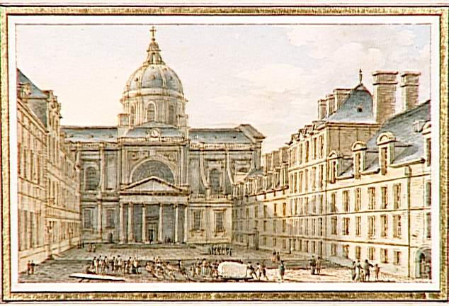 Vue latérale de l'Eglise de la Sorbonne, prise du côté de la cour, à Paris, Victor Jean Nicolle