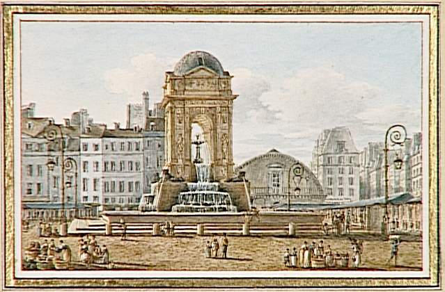 Vue de la Place et fontaine du Marché des Innocents, à Paris, Victor Jean Nicolle