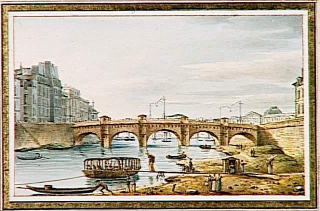 Vue du Pont neuf, située sur le petit bras de la rivière de Seine, prise au quai des Orfèvres, à Paris, Victor Jean Nicolle