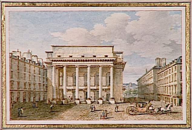Vue de la façade du Théâtre Italien, bâti par Mr Heurtier, architecte, et situé près le Boulevard du Nord, à Paris, Victor Jean Nicolle